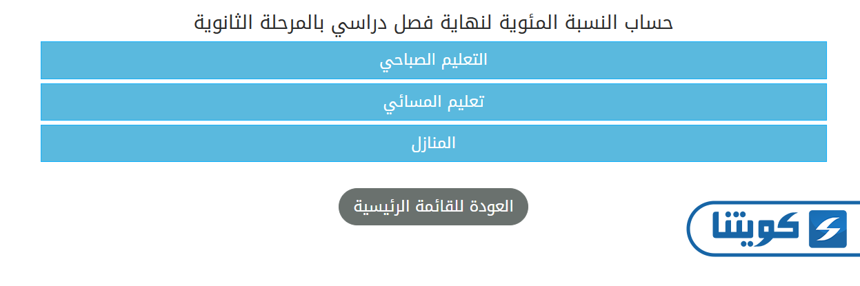 خطوات حساب النسبة المئوية للثانوي في الكويت
