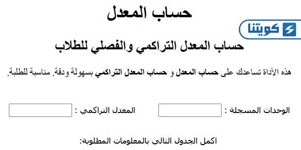 خطوات حساب معدل جامعة الكويت الفصلي